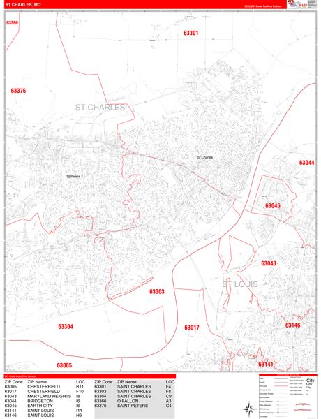 SAINT CHARLES, Missouri ZIP Codes.